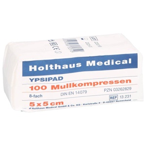 MULLKOMPRESSEN YPSIPAD 5x5 cm unsteril 8fach Produktbild