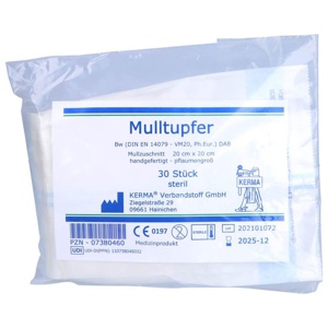 MULLTUPFER 20x20 cm pflaumengroß steril Produktbild