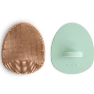 Mushie Badborste Silikon 2-pack Natural Cambridge Blue produkt bild
