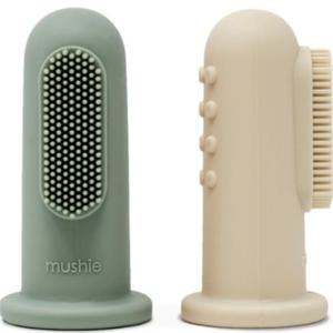 Mushie Fingertandborste 2-pack (Shifting Sand/Cambridge Blue) produkt bild