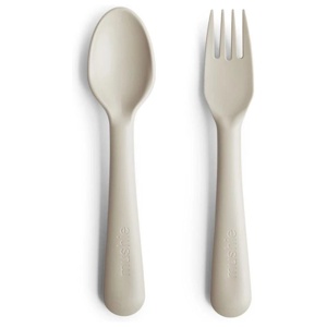 Mushie Fork & Spoon Ivory produkt bild