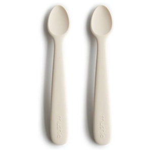 Mushie Silikonskedar för Bebisar, 1x Set med 2 Silikonskedar för Bebisar och Småbarn, Material: Livsmedelsgodkänd Silikon, Diskmaskinssäker, Ivory produkt bild