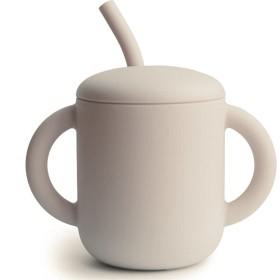 Mushie Mugg med Sugrör Silikon, Shifting Sand produkt bild