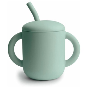 Mushie Silicone Training Cup + Straw 175 ml Cambridge Blue produkt bild