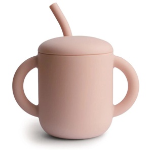 Mushie Silicone Training Cup + Straw Blush produkt bild
