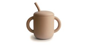 Mushie Silicone Training Cup + Straw Natural produkt bild