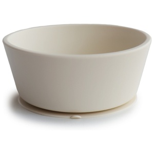 Mushie Silikonskål med Sugkopp, Halkfri Silikonskål för Bebisar och Småbarn, Material: Livsmedelsgodkänd Silikon, Diskmaskin- och Mikrovågssäker, Ivory produkt bild
