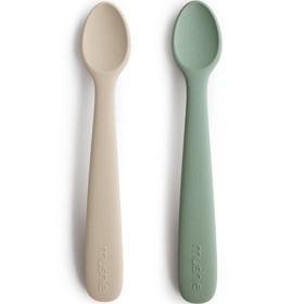Mushie Silikonskedar 2-pack (Cambridge Blue / Shifting Sand) produkt bild