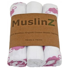 MuslinZ Muslinfiltar 3-pack Moln (Rosa) produkt bild