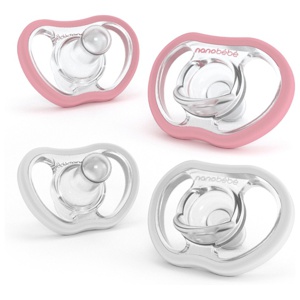 nanobébé Active Flexy Napp Silikon Rosa/Vit 4 st produkt bild