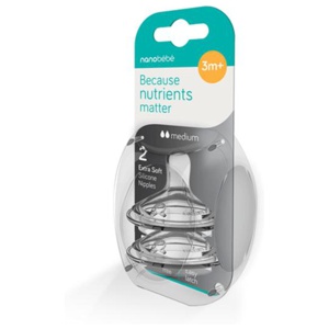 Nanobébé Dinapp 3m+ Medium Flow Anti-kolik 2 st (Till Flexy Silikonflaska) produkt bild