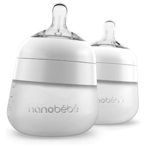 Nanobebe Flexy silikonflaska Anti-kolik 150 ml 2-pack vit produkt bild