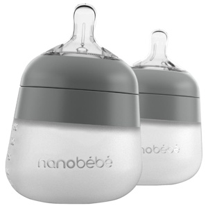 Nanobébé Flexy Silikonflaska Anti-kolik Grå 150 ml 2-pack produkt bild