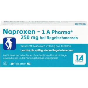 NAPROXEN-1A Pharma 250 mg b.Regelschmerzen Tabl. Produktbild