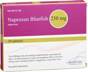 Naproxen Bluefish 250mg, 20tabletter produkt bild