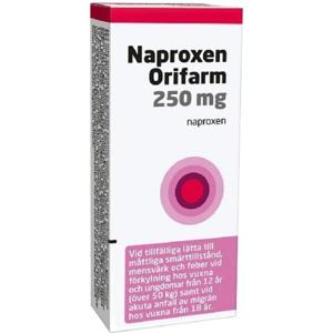 Naproxen Orifarm, tablett 250 mg 10 st produkt bild