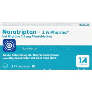 NARATRIPTAN-1A Pharma bei Migräne 2,5 mg Filmtabl. Produktbild
