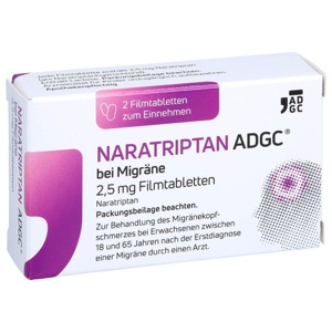 NARATRIPTAN ADGC bei Migräne 2,5 mg 2 St Filmtabletten Produktbild