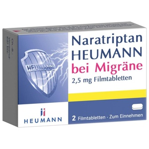 NARATRIPTAN Heumann bei Migräne 2,5 mg Filmtabl. Produktbild
