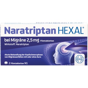 NARATRIPTAN HEXAL bei Migräne 2,5 mg Filmtabletten Produktbild