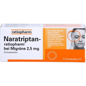 NARATRIPTAN-ratiopharm bei Migräne Filmtabletten Produktbild