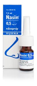 Nasin, nässpray, lösning 0,5 mg/ml 7,5 ml