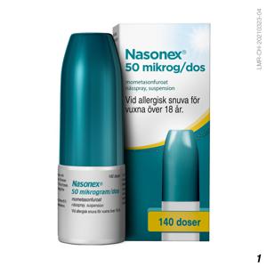 Nasonex, nässpray, suspension 50 mikrogram/dos Organon Sweden AB, 140 doser