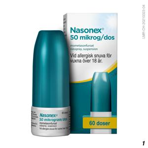 Nasonex, nässpray, suspension 50 mikrogram/dos Organon Sweden AB, 60 doser