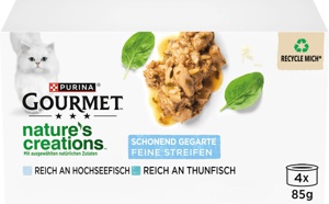 Nassfutter Katze mit Hochseefisch, Spinat & Reis, nature's creations, Multipack (4x85 g), 340 g Produktbild