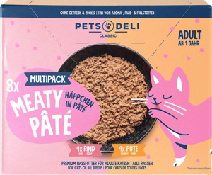 Nassfutter Katze mit Pute & Rind, Feinschmecker Pâté, Multipack (8x85 g), 680 g Produktbild