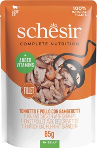 Nassfutter Katze mit Thunfisch, Huhn & Garnelen, 85 g Produktbild