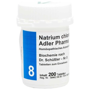 Natrium chloratum D6 Adler Pharma Biochemie nach Dr. Schüßler Nr.8, Tablette 200 St Tabletten Produktbild
