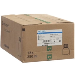 Natriumklorid 0,9 % Skyllevæske Ecotainer Helleflaske 12 x 250 ml produktbilde