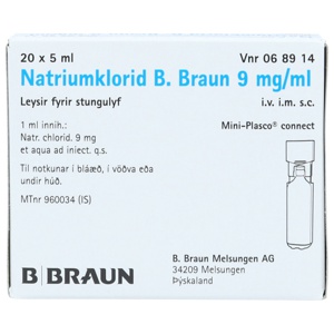 Natriumklorid B. Braun 9mg/ml inj plastampuller 20x5 ml produktbilde