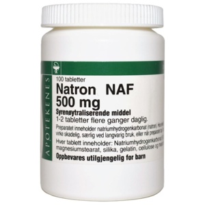 Natron NAF 500 mg tabletter 100 stk produktbilde