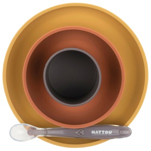 Nattou Soft Silicone Matset 4 delar Senap/Terracotta produkt bild