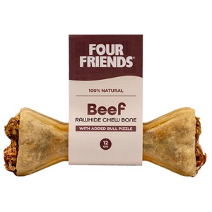 Natural Chews Beef Rawhide Chew Bone with Bull Pizzle till Hund - 12 cm produkt bild