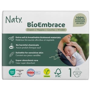 Naty Blöjor BioEmbrace storlek 1, 25 st produkt bild