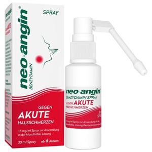 NEO-ANGIN Benzydamin Spray gegen akute Halsschmer. Produktbild