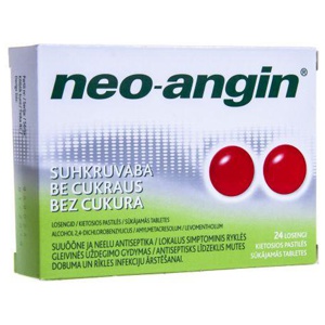 Neo-angin suhkruvaba loseng 0,6mg+1,2mg+5,72mg n24 toote pilt