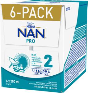 Nestlé NAN 2 PRO +6 månader 6 x 200 ml produkt bild