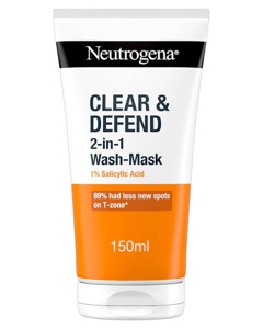 Neutrogena Clear & Defend 1% Salicylic Acid 2-in-1 Wash-Mask 150 ml Produktbild