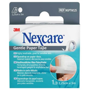 Nexcare Gentle Paper Tape 1,25 cmx5 m weiß Rolle, 1 St Pflaster Produktbild