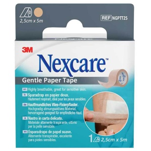Nexcare Gentle Paper Tape 2,5 cmx5 m tan Rolle, 1 St Pflaster Produktbild