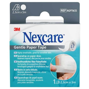 Nexcare Gentle Paper Tape 2,5 cmx5 m weiß Rolle, 1 St Pflaster Produktbild