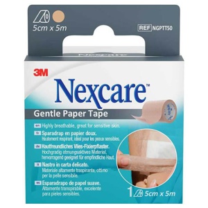 Nexcare Gentle Paper Tape 5 cmx5 m tan Rolle, 1 St Pflaster Produktbild