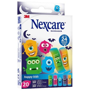 Nexcare happy kids Pflasterstrips Monster 2 Größen, 20 St Pflaster Produktbild