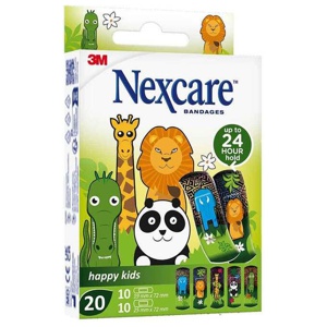 Nexcare happy kids Pflasterstrips Tiere 2 Größen, 20 St Pflaster Produktbild