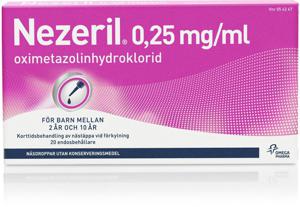 Nezeril näsdroppar, lösning i endosbehållare 0,25 mg/ml 2 x 10 x 0,1 ml produkt bild