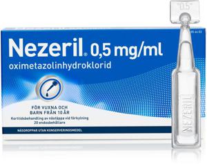 Nezeril näsdroppar endosbehållare 0,5 mg/ml 2 x 10 x 0,1 ml produkt bild